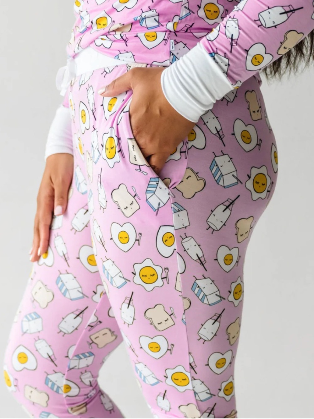 Little Sleepies Breakfast Buddies Pink Egg & Toast Pajama Pants Large
